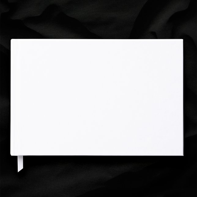 Schlichte Blank White 9" x 6" Foil Wedding Gästebu Gästebuch (Plain white wedding guest book on black background)