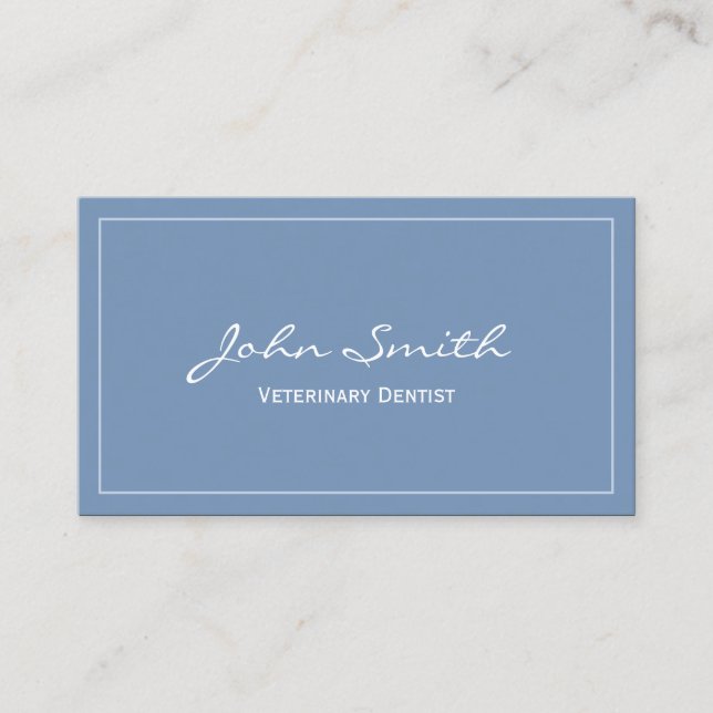 Schlichte Blue Veterinary Dentist Business Card Visitenkarte (Vorderseite)
