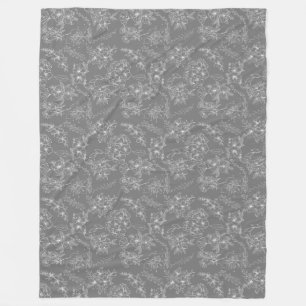 Schlichte Blume Muster 01b. Gray BG Fleecedecke
