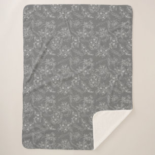 Schlichte Blume Muster 01b. Gray BG Sherpadecke