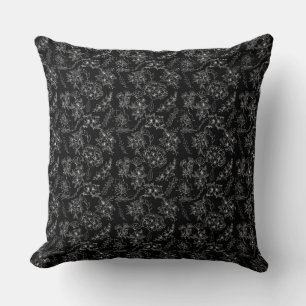 Schlichte Blume Muster 01b Schwarze BG Kissen