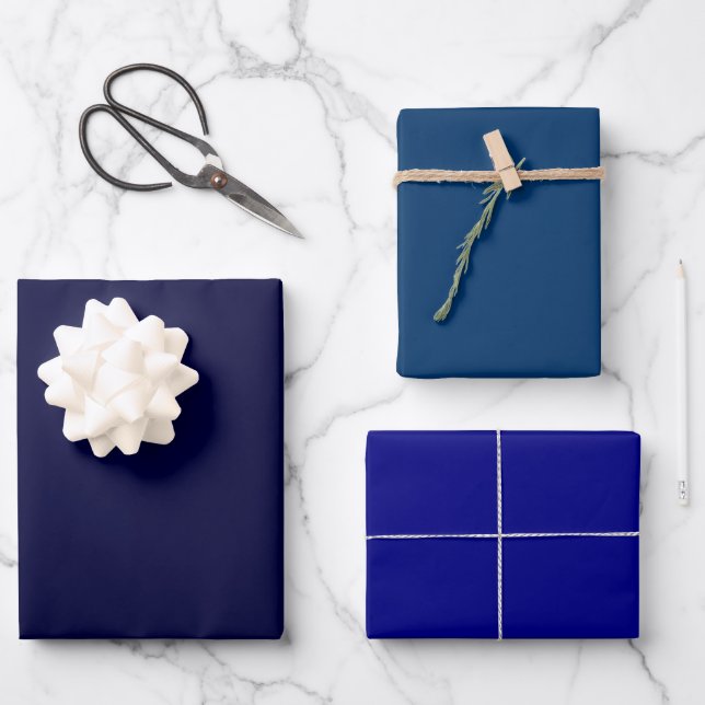 Schlichte dunkle dunkle blaue Schatten in der Nach Geschenkpapier Set (Vorderseite)
