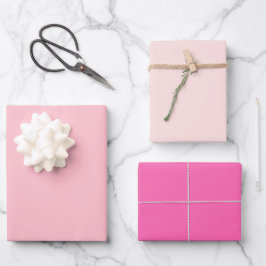 Schlichte dunkle Rose Hot Pink Shades 3 Töne Geschenkpapier Set
