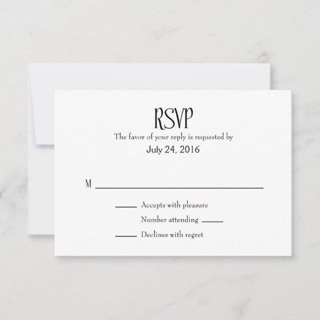 Schlichte einfache Hochzeitkarten RSVP Karte (Vorderseite)