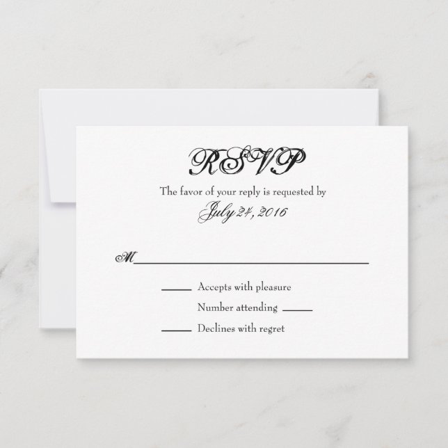 Schlichte einfache Hochzeitkarten RSVP Karte (Vorderseite)