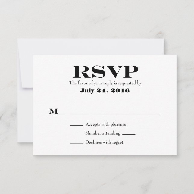 Schlichte einfache Hochzeitkarten RSVP Karte (Vorderseite)
