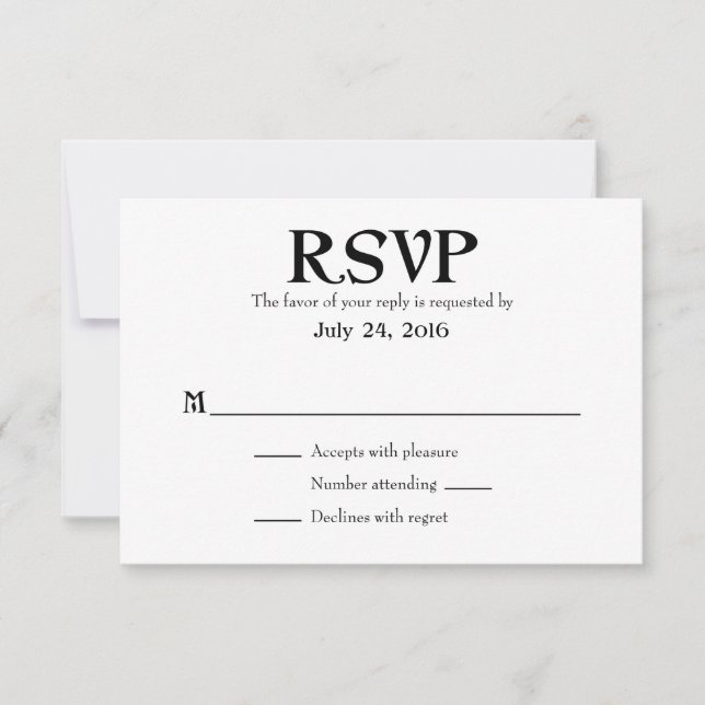 Schlichte einfache Hochzeitkarten RSVP Karte (Vorderseite)