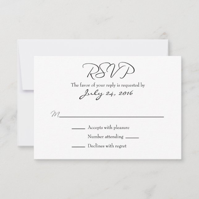 Schlichte einfache Hochzeitkarten RSVP Karte (Vorderseite)