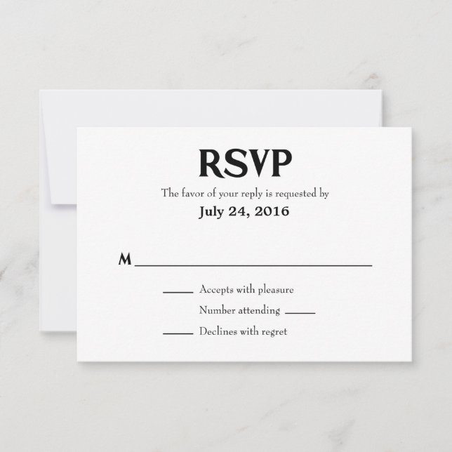 Schlichte einfache Hochzeitkarten RSVP Karte (Vorderseite)