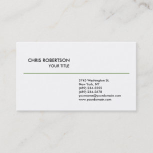 Schlichte einfache weiße Visitenkarte mit grüner L