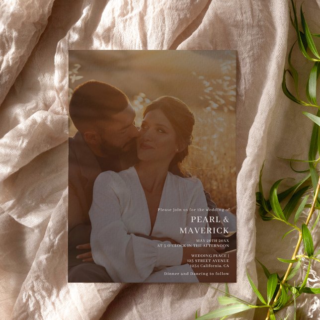 Schlichte, elegante 2 Fotos schick-weiße Hochzeit Einladung (Von Creator hochgeladen)