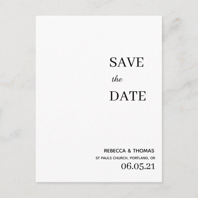 schlichte Eleganz, ohne Foto Save the Date Postkarte (Vorderseite)