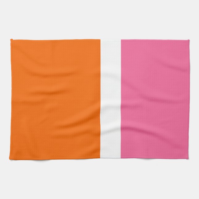 Schlichte Farbblockgestaltung in rosa, orange Geschirrtuch (Horizontal)
