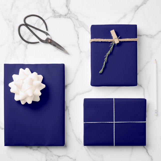 Schlichte Farbe Mitternachtsblau Geschenkpapier Set (Vorderseite)