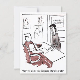 Schlichte Frau bei Modellagentur, Spaß, Vintag Postkarte