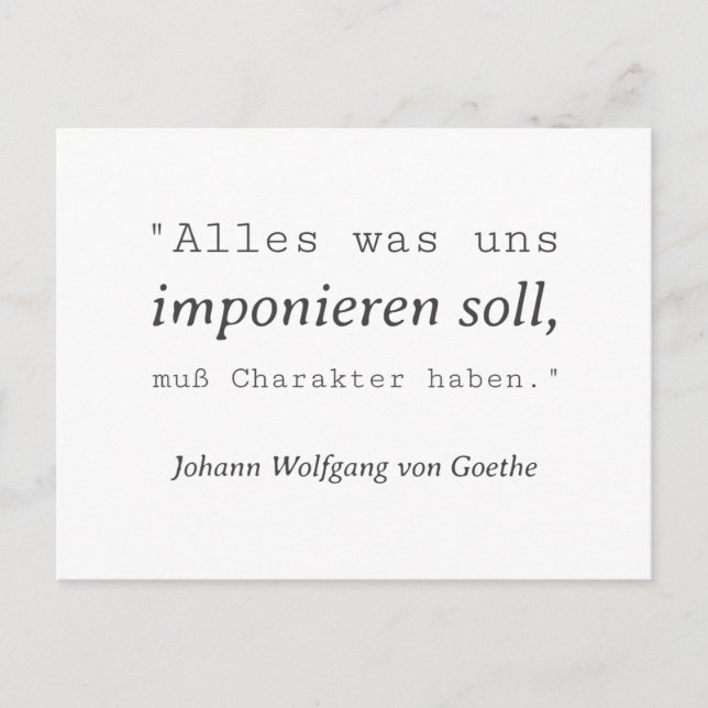 Schlichte Goethe Zitat Imponieren Postkarte (Vorderseite)