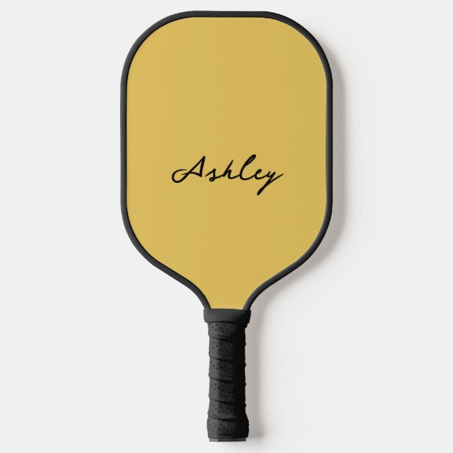 Schlichte Goldschrift personalisiert Pickleball Schläger (Vorderseite)