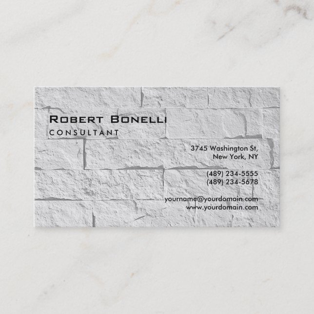 Schlichte Grau Wall Brick Consultant Business Card Visitenkarte (Vorderseite)