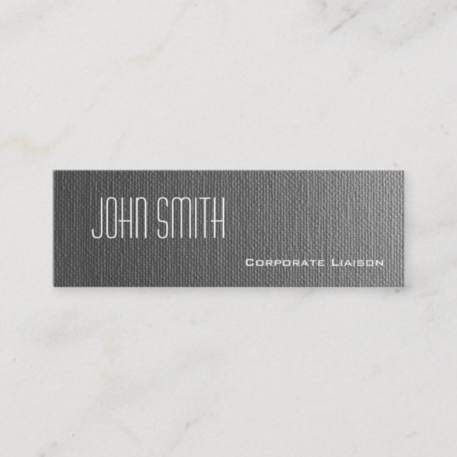 Schlichte graue Leinwand Slim Modern Business Card Mini Visitenkarte (Vorderseite)