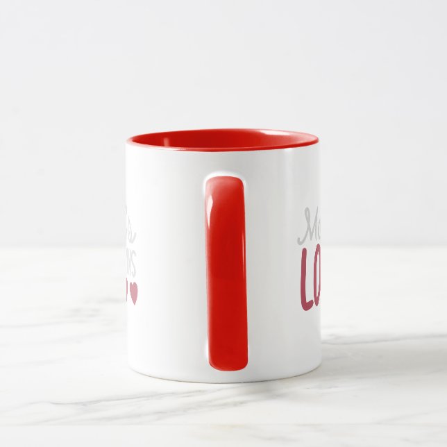 Schlichte Herztypografie Rote Zweifarben-Tasse Tasse (Griff)