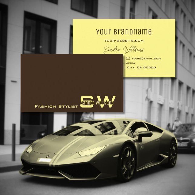 Schlichte Kaffeebräune und -creme mit Monogramm ei Visitenkarte (Von Creator hochgeladen)