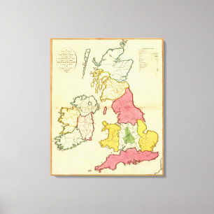 Schlichte Karte Briten-Inseln Leinwanddruck