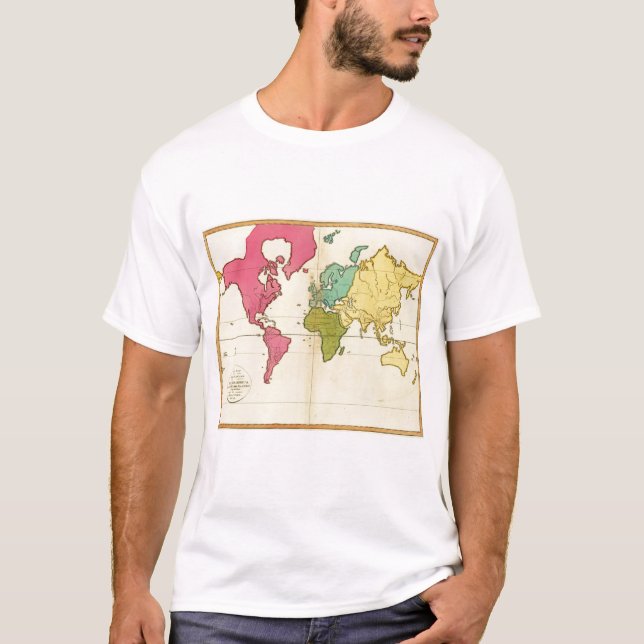 Schlichte Karte Welt T-Shirt (Vorderseite)