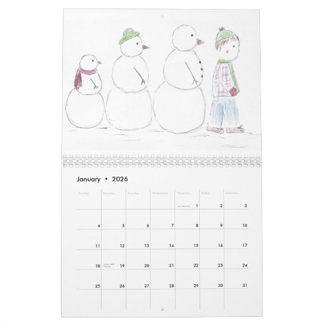 Schlichte Kinder Kalender (Jan 2026)