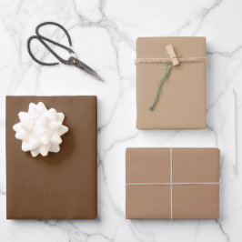 Schlichte Kobicha Taupe Latte Brown Shades 3 Tones Geschenkpapier Set