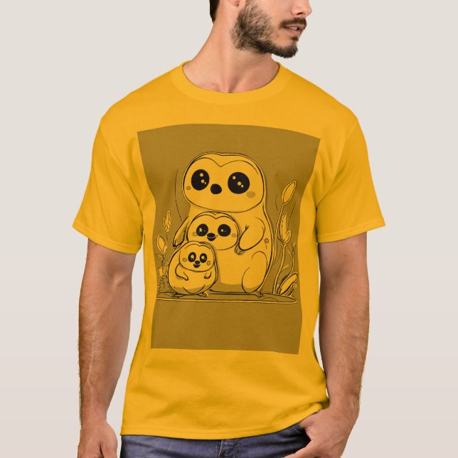 schlichte Kontur und Panda-Design T-Shirt (Vorderseite)