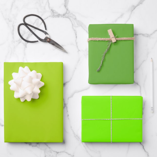 Schlichte, lebende Limone Rasenflächen Grüntöne 3  Geschenkpapier Set (Vorderseite)