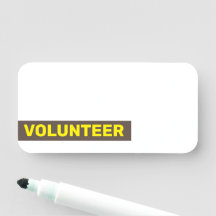 Schlichte, minimale Namensmarke "VOLUNTEER"