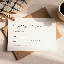 Schlichte Minimalistische Script-Hochzeit RSVP Karte