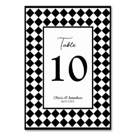 Schlichte, moderne Schwarz-weiße Hochzeit Tischnummer