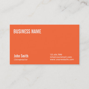 Schlichte Orange Chiropractor Business Card Visitenkarte