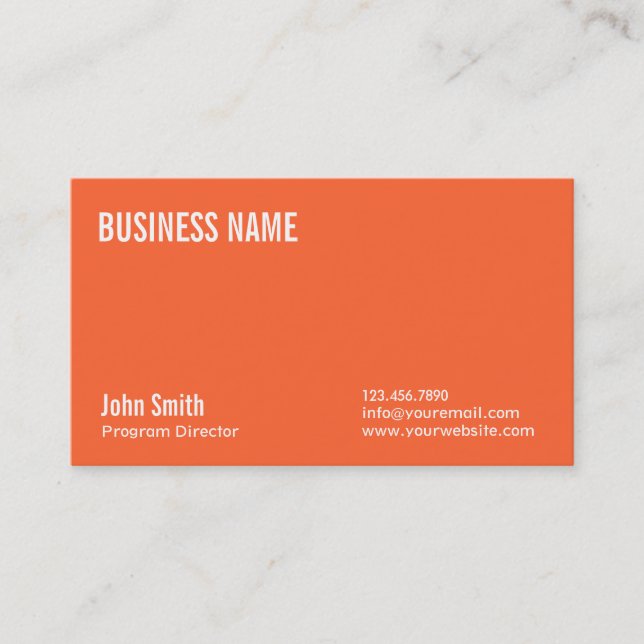 Schlichte Orange Program Director Business Card Visitenkarte (Vorderseite)