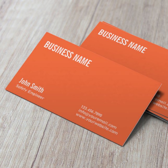 Schlichte Orange Safety Engineer Business Card Visitenkarte (Von Creator hochgeladen)