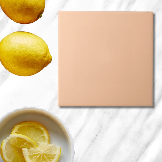 Schlichte Peach Solid Color Tile Fliese (Simple Peach Color Tile is a solid color peach tile modern minimalist and elegant
)