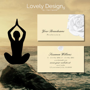 Schlichte Pfirsichbeige mit Niedlicher Weißrose Visitenkarte