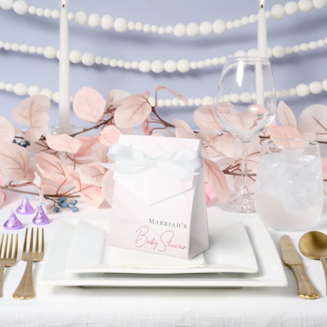 Schlichte Pink Watercolor Bow Baby Showbox Geschenkschachtel (Hochzeit)