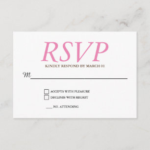 Schlichte rosa weiße Hochzeit UAWG Warteantwort RSVP Karte