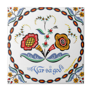 Schlichte rote gelbe Blumen Fliese