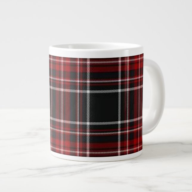 Schlichte rote karierte Tartan-Spezialitäten-Tasse Jumbo-Tasse (Vorderseite Rechts)