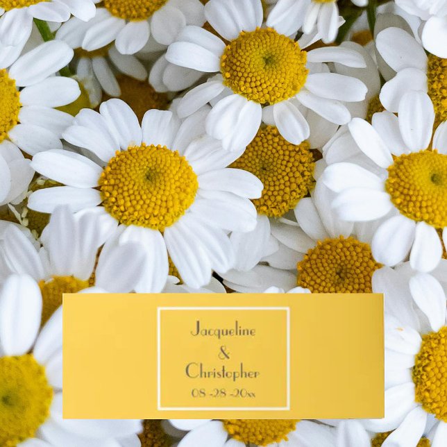 Schlichte Schriftzeichen nennen elegante moderne H Einladungsbanderole (Elegant modern wedding invitation belly band in sunny yellow. Simple chic script names. Gorgeous!)