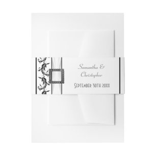 Schlichte Schwarz-Weiß-Hochzeit Einladungsbanderole