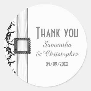 Schlichte Schwarz-Weiß-Spitze Vielen Dank Runder Aufkleber