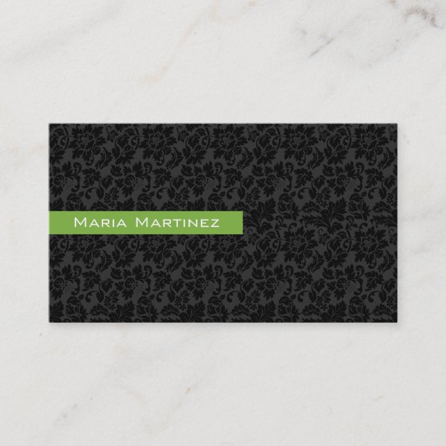 Schlichte schwarz-weiße Vintage Damaskus Visitenkarte (Vorderseite)