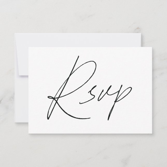 Schlichte Script-RSVP-Karten für das Hochzeitsweiß RSVP Karte (Vorderseite)