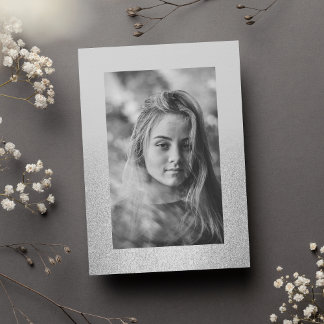 Schlichte silberne Glitzer ombre Foto Sweet 16 Einladung