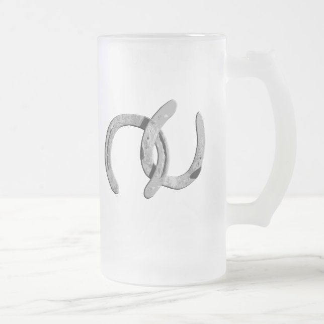 Schlichte silberne Pferdeschuhe Mattglas Bierglas (Rechts)